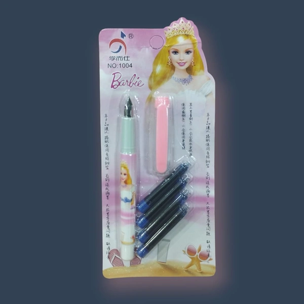 Barbie 1004 Fountain Pen With 4 Ink Cartridges