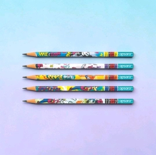 Apsara Disney Princess Extra Dark Pencil| Pack Of 10|1 Sharpener| 1 Eraser| 1 Pencil Topper