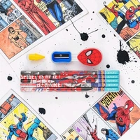 Apsara Marvel Spiderman Extra Dark Pencil| Pack Of 10| 1 Sharpener| 1 Eraser| 1 Pencil Topper
