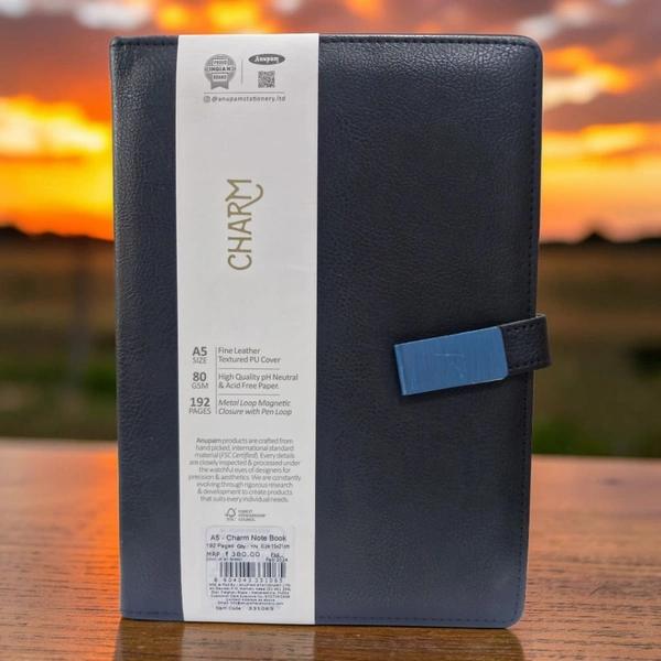 Anupam Charm A5 Fine Leather Textured PU Cover 80GSM-192 PAGES