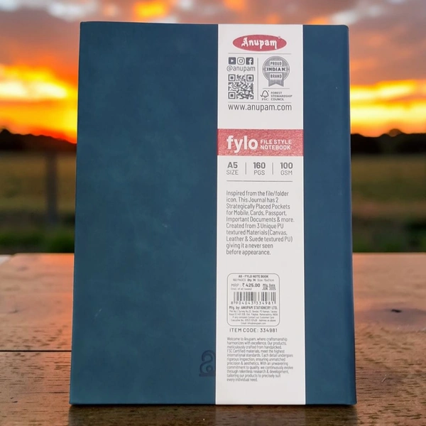 Anupam Fylo File Style Diary A5 Size-160 Pages 100 GSM