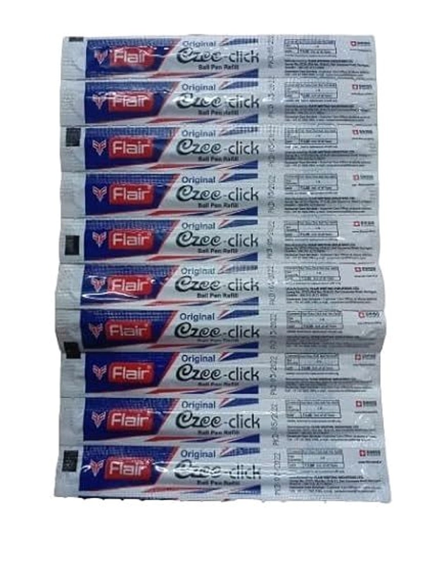 Flair Ezee Click Ball Pen Refill| Pack Of 10 - Blue