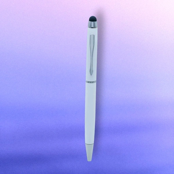 SYM Metal Ball Pen With Stylus| White Metal Body| Screen Touch