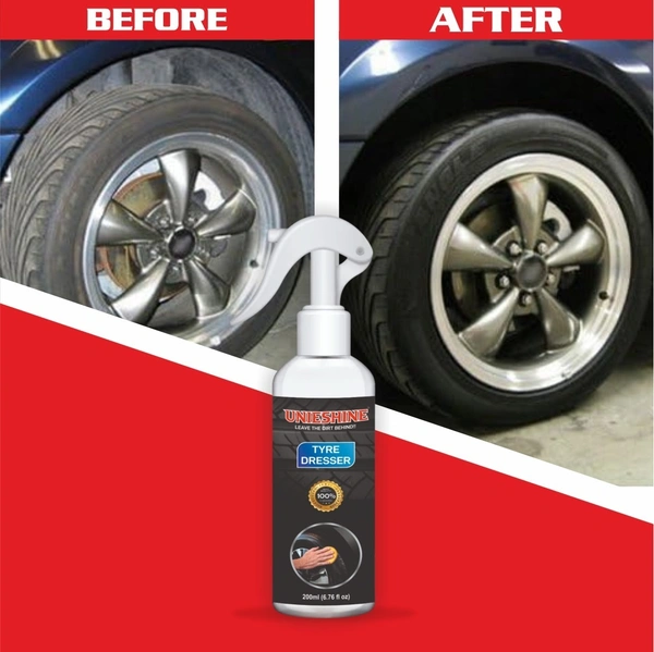 UNIESHINE 200ML Tyre Dresser Polish with Applicator Sponge – Long-Lasting Tire Shine & Protection