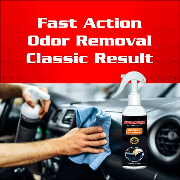 UNIESHINE 200ML Interior Cleaner for Car with Microfiber Cloth – Dashboard, Seats & Trim Cleaning Solution