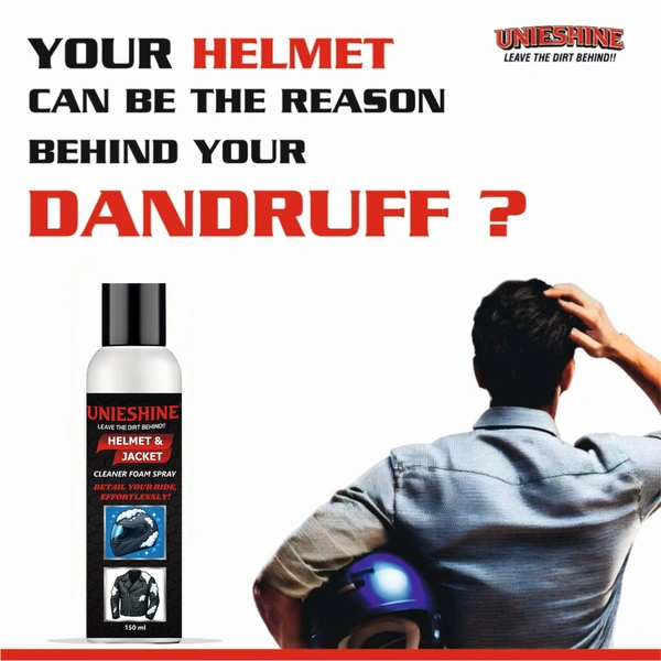 UNIESHINE Helmet & Jacket Cleaner Foam Spray 150ML | Quick-Dry No-Rinse Riding Gear Cleaner | Removes Dirt, Sweat & Odor | Safe for Leather, Fabric & Plastic