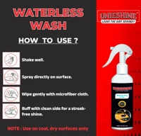 UNIESHINE 200ML Waterless Wash & Wax for Car & Bike with Microfiber Cloth – No Rinse Cleaning & Instant Shine