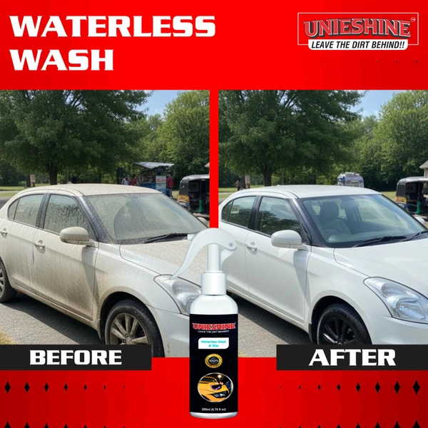 UNIESHINE 200ML Waterless Wash & Wax for Car & Bike with Microfiber Cloth – No Rinse Cleaning & Instant Shine