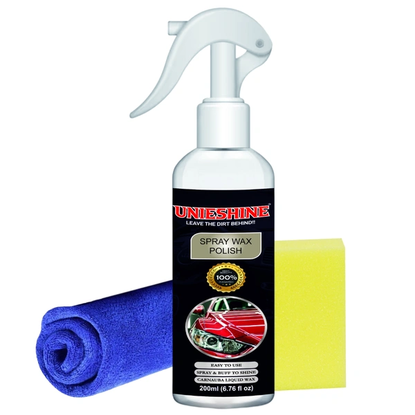 UNIESHINE 200ML Spray Wax Polish Kit for Car & Bike – Instant Shine, Paint Protection & Easy Application