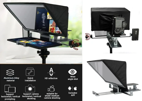 Digitek (DTP-016) 16” Digitek Teleprompter for Smartphone & DSLR Supports w/Remote Control, APP Compatible with iOS & Android System for Video Creator