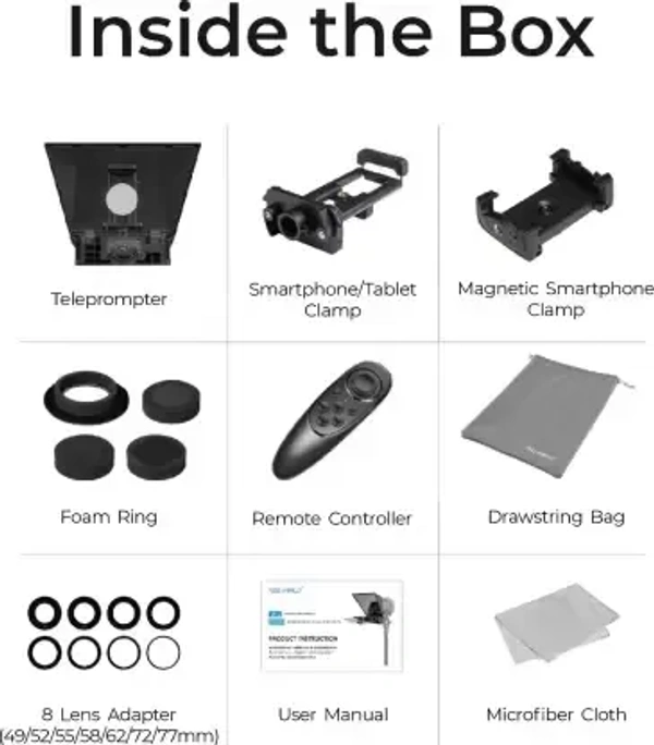 DIGITEK DTP-008 8” Teleprompter for Smartphone & DSLR Supports w/Remote Control APP Compatible Camera Rig