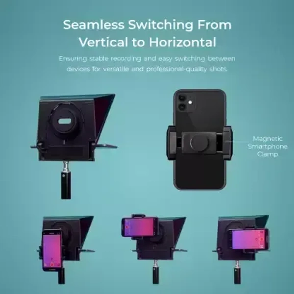 DIGITEK DTP-008 8” Teleprompter for Smartphone & DSLR Supports w/Remote Control APP Compatible Camera Rig