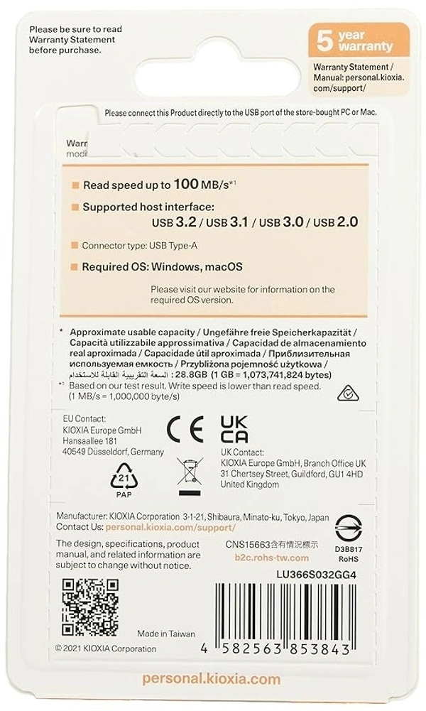 KIOXIA TransMemory U366 USB Flash Drive 32GB