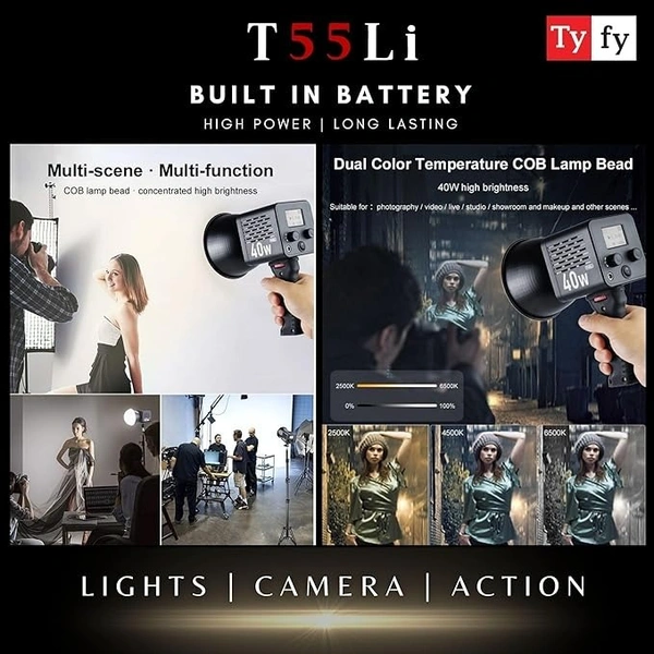 TYFY High Power Pocket LED Photo, Video COB Light with Built in Battery/ 8 Special Light Effects/Suitable for All Kinds of Small Production Photography/Power Saving & Environment Protection