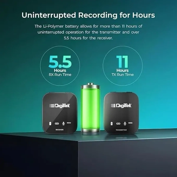 Digitek® (DWM-111 4 Channel Wireless Microphone System, 360° Ultra Voice Capture & 2.4GHz, Plug & Play, 50m Range, Noise Reduction, Use with DSLR, Smartphone & Laptops, for Podcast, Vlog & Videoshoot