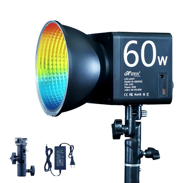 Hiffin 60w Rechargable RBG COB light