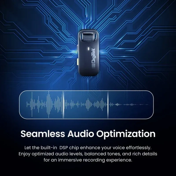 Digitek® (DWM-103 Wireless Microphone System with ANC Noise Reduction & 8Hrs Battery Life, 30m Range, High Fidelity, Dual Connector to Work with Android & iOS Devices for Seamless Audio Recordings