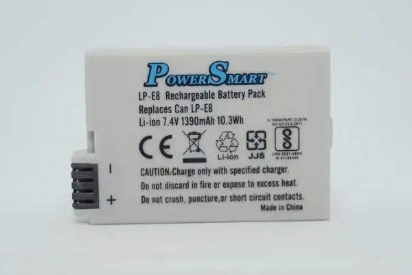 Power Smart LP-E8 Rechargeable Battery Pack Compatible with Canon EOS 550D, EOS 600D, EOS 650D, EOS 700D, EOS Kiss X4, X5, X6i, EOS Rebel T2i, EOS Rebel T3i, EOS Rebel T4i, Rebel T5i Camera Battery