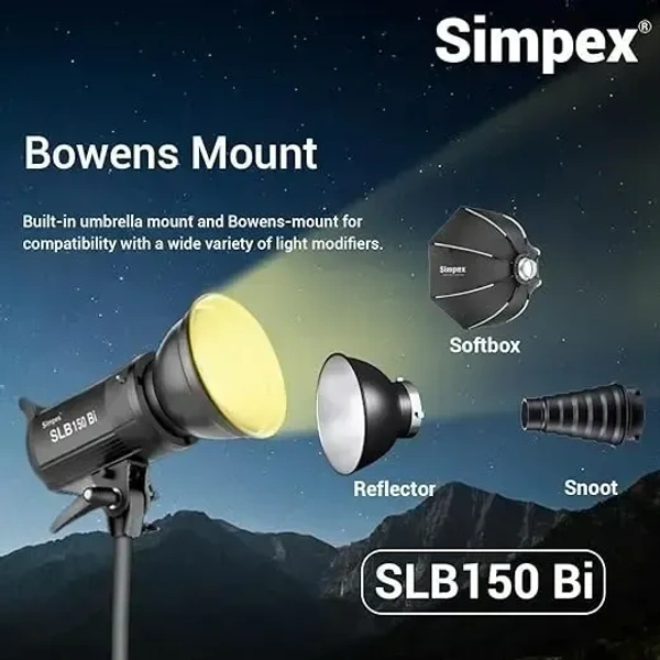 Simpex SLB 150 Bi Bowens Mount LED Video Light, 150w Continuous Bi Colour led Light with Reflector Suitable for All Kinds of Video Shoot (SLB 150 bi)
