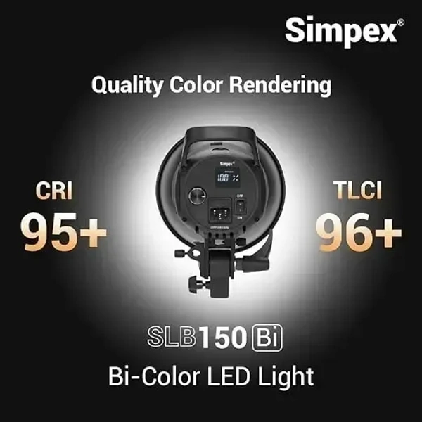 Simpex SLB 150 Bi Bowens Mount LED Video Light, 150w Continuous Bi Colour led Light with Reflector Suitable for All Kinds of Video Shoot (SLB 150 bi)
