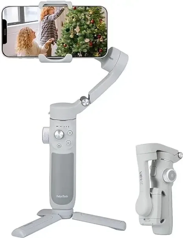 FeiyuTech VB4 [Official] 3-Axis Smartphone Gimbal Stabilizer,8.4’’Built-in Extendable Pole,Face/Object AI Tracking,fits iPhone14 13 pro/max Samsung Android Phone YouTube INS TikTok,Max 260g