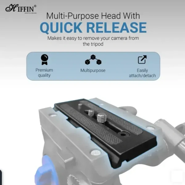 HIFFIN HTR-580 (160 Cm) Professional Heavy-Duty Tripod, with Adjustable Fluid Pan Head, for Digital Video Cameras, Max Operating Height: 160 Cm, Max Load Upto: 10 kgs (Black)