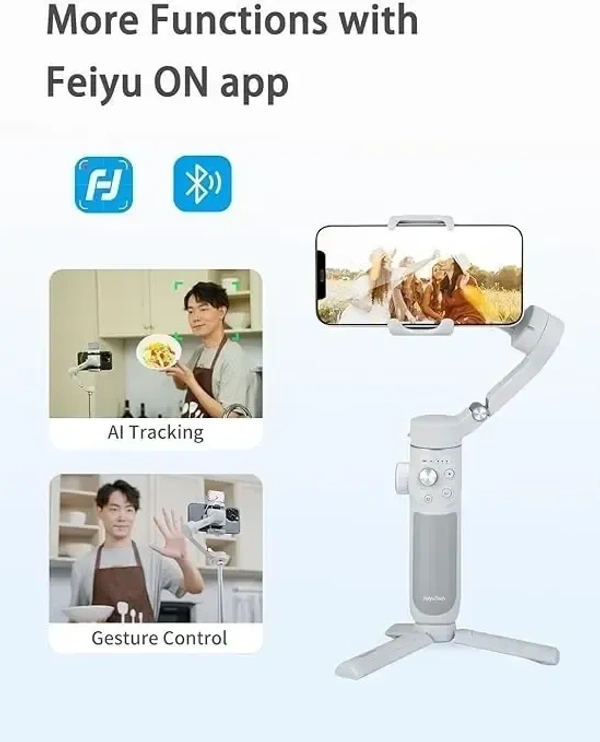 FeiyuTech VB4 [Official] 3-Axis Smartphone Gimbal Stabilizer,8.4’’Built-in Extendable Pole,Face/Object AI Tracking,fits iPhone14 13 pro/max Samsung Android Phone YouTube INS TikTok,Max 260g