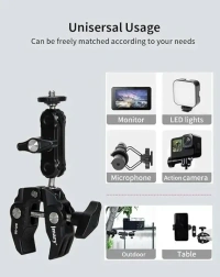 Jmary SR-56 Super Clamp Camera Bike Motorcycle Mount, Handlebar Tube Bar Holder Attach Clip 360 Magic Arm