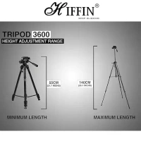 HIFFIN HF-3600 Professional Portable Lightweight Travel Aluminum Camera Tripod with 360 Degree Pan Head for Smartphone SLR DSLR Digital Camera | Carry Bag