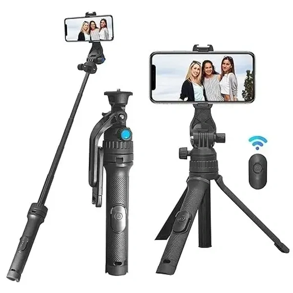 HIFFIN HTR-34 Selfie Stick Tripod, 29” Professional Tripod with Wireless Remote, Portable Travel Tripod Stand Compatible with Smartphones & Cameras for Vlogging/Video Recording/Live Streaming
