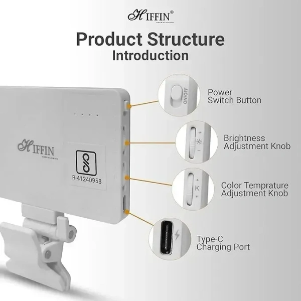 HIFFIN (LT-001) LED Video Conference Light Kit with Clip for iPhone/Tablet/Laptop,