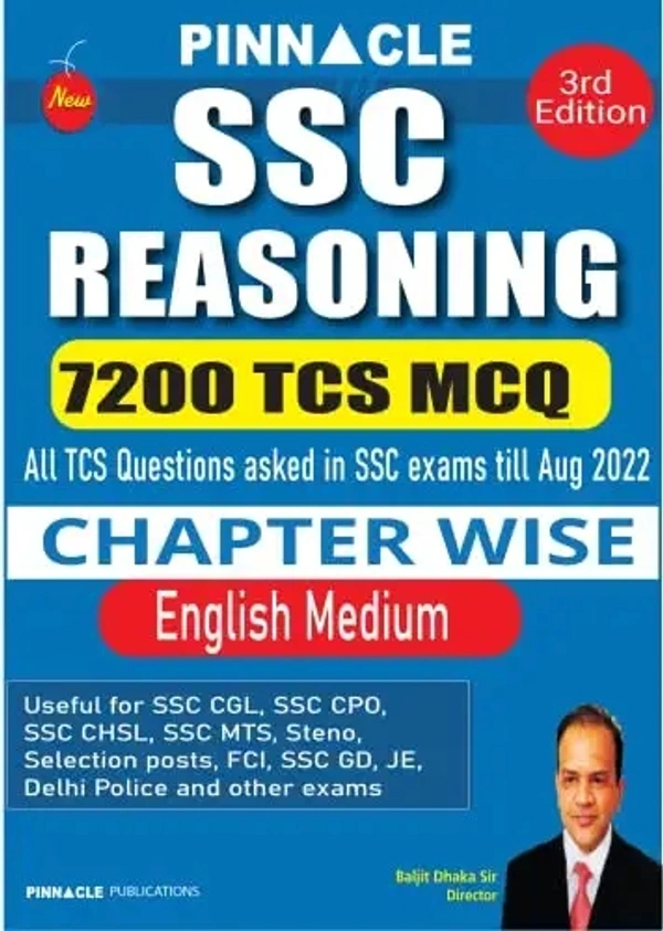 Pinnacle Publications SSC Reasoning 7200 TCS MCQ Chapter wise English medium 3rd edition