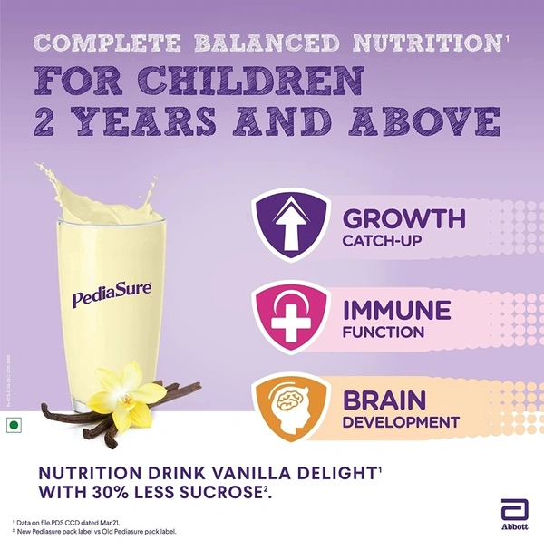 Pediasure PediaSure Complete Balanced Nutritional Supplement to Help Kids Grow - 400 gm (Vanilla) - Jar - 08/02/2023, Agartala, Available