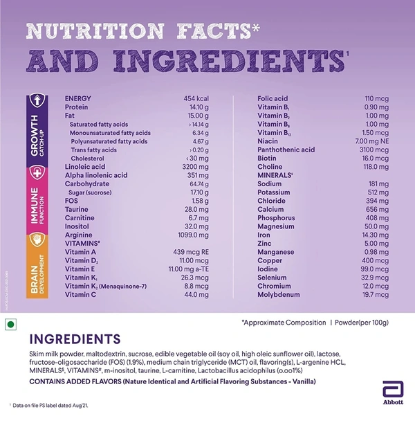 Pediasure PediaSure Complete Balanced Nutritional Supplement to Help Kids Grow - 400 gm (Vanilla) - Jar - 08/02/2023, Agartala, Available