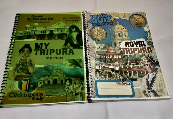Set Of 2 Notebook (With Special Theme Of Royal Tripura & My Tripura MY Pride), Spiral Binding,A4 Size, 200 Pages, Free Question Sets With OMR Sheet, Get A Chance To Win Prize & Certificates - 2, A4 Size