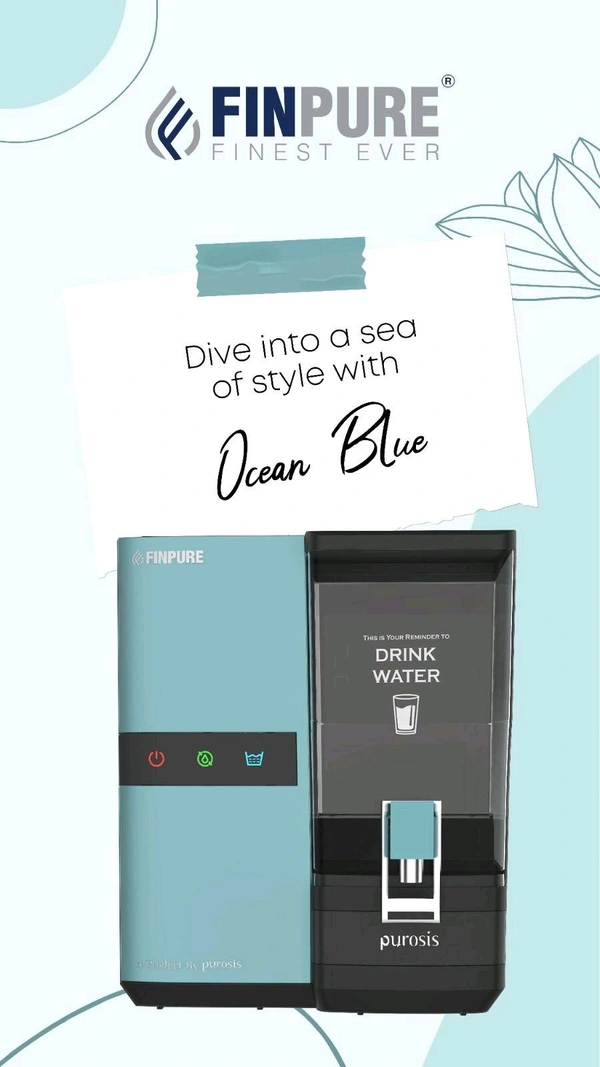 FINPURE FINPURE OCEAN BLUE RO UV TDS WATER PURIFIER | SUITABLE FOR ALL KIND OF WATER | WORKS UPTO 1000 TDS | 1 YEAR WARRANTY - Blue