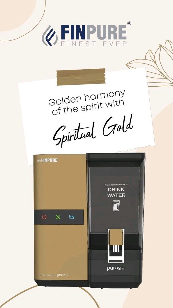 FINPURE SPIRITUAL GOLD FINPURE METALLICA BLACK RO UV TDS WATER PURIFIER | SUITABLE FOR ALL KIND OF WATER | WORKS UPTO 1000 TDS | 1 YEAR WARRANTY - Gold