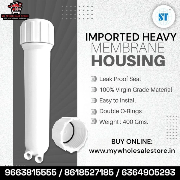 IMPE390 IMPORTED MEMBRANE HOUSING | 400 GRAM | HEAVY | MEMBRANE HOUSING FOR RO MEMBRANE, DOUBLE O RING MEMBRANE HOUSING FOR DOUBLE LEAKAGE PREVENTION, WORKS WITH ALL DOMESTIC 50, 75, 80 & 100 GPD - 400 GRAM, White