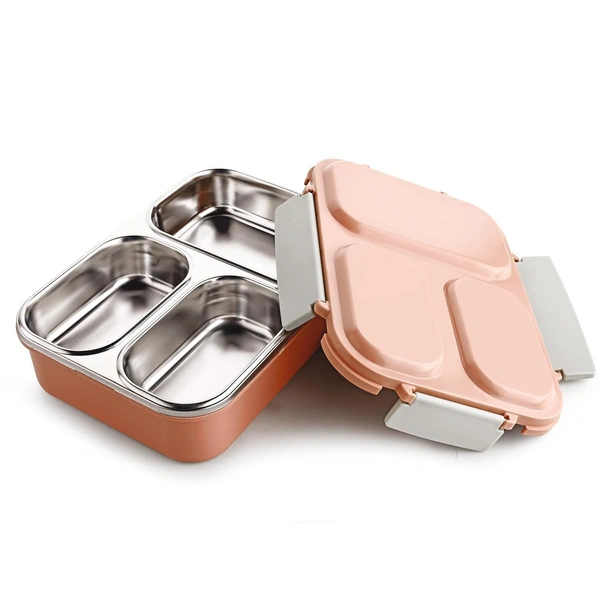 Stainless Steel Lunch Box (3 Compartments) - Pink