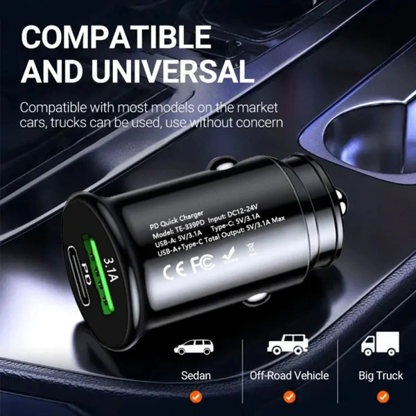 UniBoss Superfast Mini Car Charger - Black