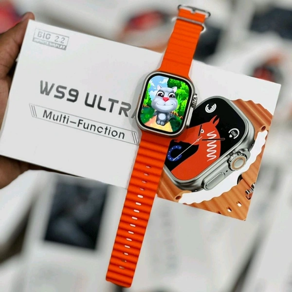 New Best Budget Ultra Smartwatch, Ws9 Ultra Premium Quality Smartwatch With Gps Support, Google Assistant, Calculator, Game, Minimise Option - Orange