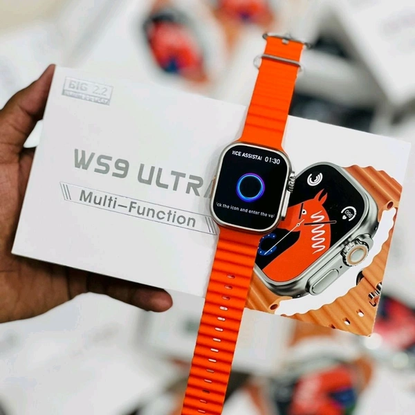 New Best Budget Ultra Smartwatch, Ws9 Ultra Premium Quality Smartwatch With Gps Support, Google Assistant, Calculator, Game, Minimise Option - Orange