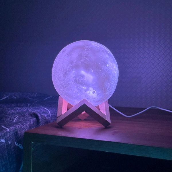 7 Multi Colors Moon Night Light Changing Touch Sensor Moon Light With Wooden Stand Night Lamp For Bedroom USB Rechargeable Color Decoration Ball Lamps Lights Table
