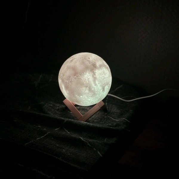 7 Multi Colors Moon Night Light Changing Touch Sensor Moon Light With Wooden Stand Night Lamp For Bedroom USB Rechargeable Color Decoration Ball Lamps Lights Table