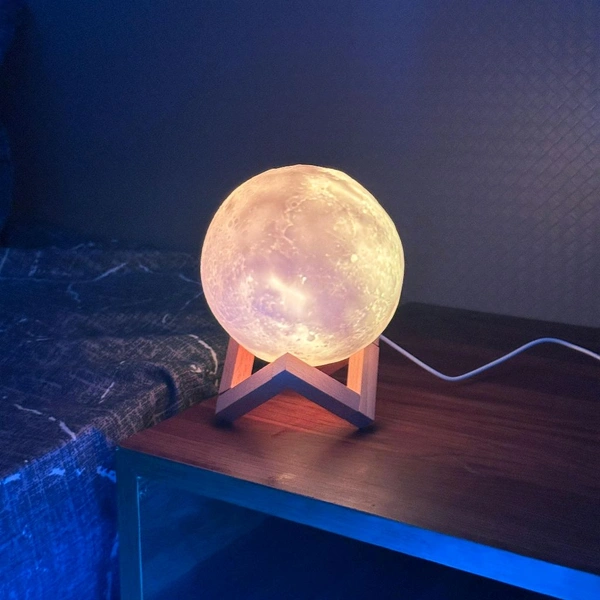 7 Multi Colors Moon Night Light Changing Touch Sensor Moon Light With Wooden Stand Night Lamp For Bedroom USB Rechargeable Color Decoration Ball Lamps Lights Table