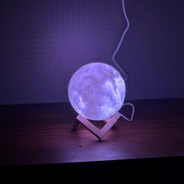 7 Multi Colors Moon Night Light Changing Touch Sensor Moon Light With Wooden Stand Night Lamp For Bedroom USB Rechargeable Color Decoration Ball Lamps Lights Table
