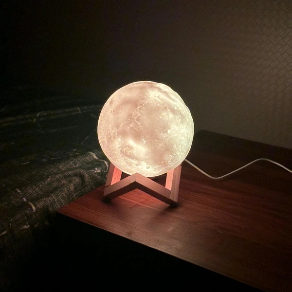 7 Multi Colors Moon Night Light Changing Touch Sensor Moon Light With Wooden Stand Night Lamp For Bedroom USB Rechargeable Color Decoration Ball Lamps Lights Table