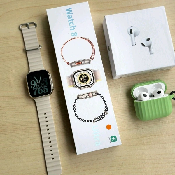 The Latest Smart Watch Series 8 Ultra And Air Pods 3 Awesome Quality With Premium Silicon Case - Gray