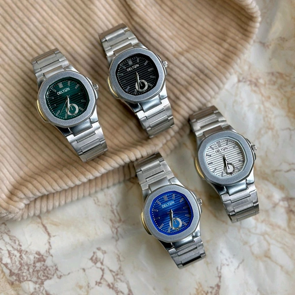 Delton Analog Quartz Movement Collection With High Quality Strap Best finishing Body & Case - White