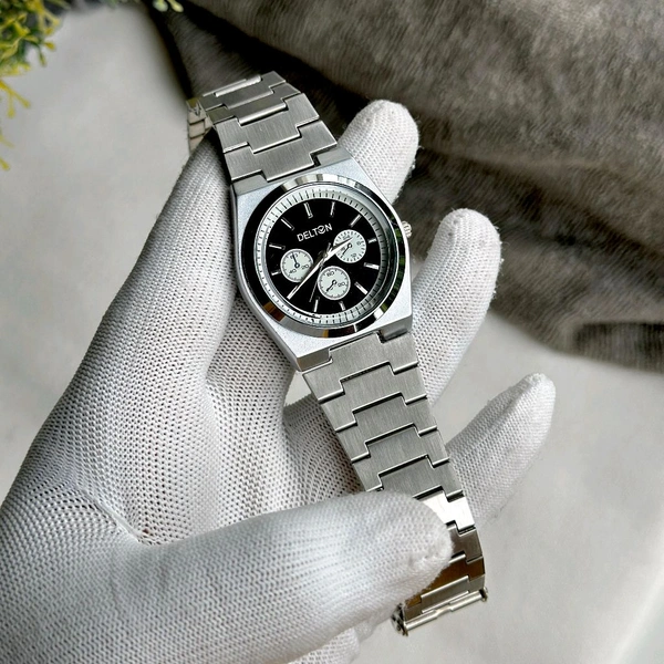 Delton Analog Quartz Movement Collection With High Quality Strap Best finishing Body & Case - Black